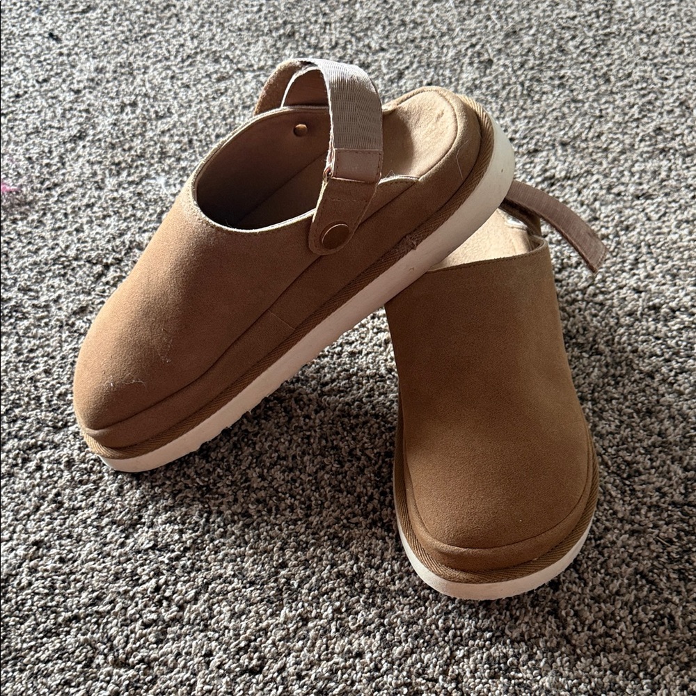 Brown Suede Slip-On Clogs